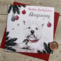 ADD YOUR TOWN - WHITE SCOTTIE DOG CHRISTMAS CARD (C23-20_TOWN)