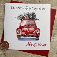 ADD YOUR TOWN - CAR & CHRISTMAS TREE CHRISTMAS CARD (C23-56-TOWN)
