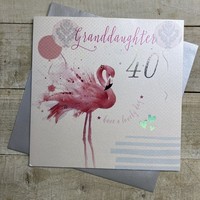 3 x GRANDDAUGHTER BIRTHDAY AGE 40 - FLAMINGO LARGE CARD (XB156-GD40)