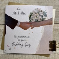 WEDDING DAY NEW MR & MRS - HANDS & WHITE BOUQUET (D349 & XD349)