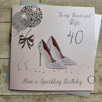WIFE AGE 40 - PALE PINK & SPARKLY SHOE (X40-W)