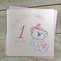 AGE 1 - BIRTHDAY PINK TEDDY BEAR (B211)