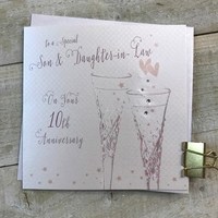 10 - ANNIVERSARY- SON & DAUGHTER IN LAW - CRYSTAL  FLUTES (B108-10-SD)