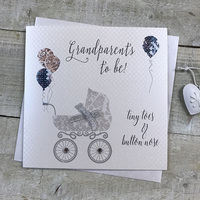 GRANDPARENTS TO BE - SILVER PRAM & BALLOONS (VN103)