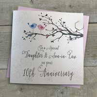 10th DAUGHTER & SON IN LAW ANNIVERSARY CARD- LOVEBIRDS (PD193-10)