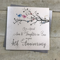 4th SON & DAUGHTER IN LAW ANNIVERSARY CARD- LOVEBIRDS (PD192-4)