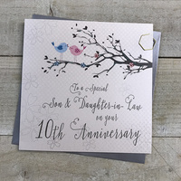 10th SON & DAUGHTER IN LAW ANNIVERSARY CARD- LOVEBIRDS (PD192-10)