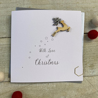 With Love at Christmas - Wooden Glittered Flying Reindeer (XS11-WLC)