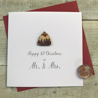 First Chrsitmas as Mr & Mrs - Wooden Glittered Figgy Pudding (XS2-1MRMRS)