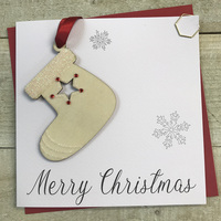 Christmas Stocking Wooden Glittered Bauble (XB2)
