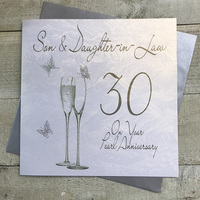 Son & Daughter in law 25th Silver Anniversary 2 Flutes Large Card (XLBD19-30SD)