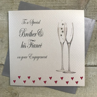 BROTHER & FIANCE (MALE)  ENGAGEMENT CARD - FLUTES (PD305)