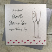 SISTER & SISTER IN LAW WEDDING FLUTES CARD (PD174-SIS)