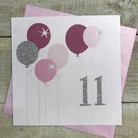 11th Birthday Card, Balloons, Sparkly Number  (BAL11)