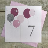 7th Birthday Card, Balloons, Sparkly Number (BAL7)