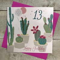 13th Birthday Card, Cactus, Sparkly (BCAC13)