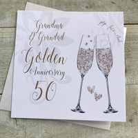 Grandma & Grandad Golden 50th Anniversary, Champagne Flutes (DT150-GMGD)