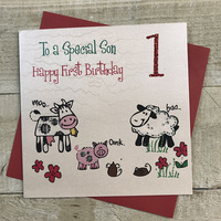 Son 1st Birthday,Animals, Cow, Sheep, Pig (GL211)