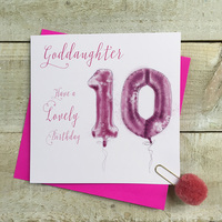 Goddaughter 10th Birthday, Pink Helium Balloon (HP10-GODD)