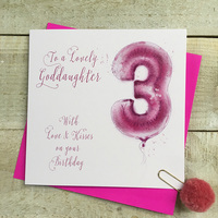 Goddaughter 3rd Birthday, Pink Helium Balloon (HP3-GODD)