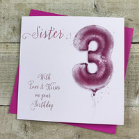 Sister 3rd Birthday, Pink Helium Balloon (HP3-SIS)