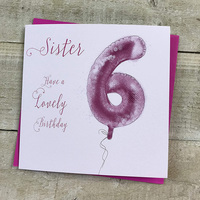 Sister 6th Birthday, Pink Helium Balloon (HP6-SIS)