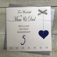To a Wonderful Mum & Dad, 5th Anniversary, Hanging Heart (LL60-5)