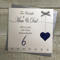 To a Wonderful Mum & Dad, 6th Anniversary, Hanging Heart (LL60-6)