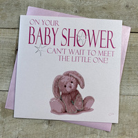 Wait To Meet The Little One, Baby Shower, Pink Bunny (N318)