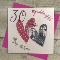 Granddaughter 30th, Patterned Hearts (SSH30GD)