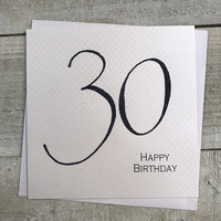 30th Birthday Card, Simply Words, Black (SWA30)