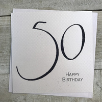 50th Birthday Card, Simply Words, Black (SWA50)