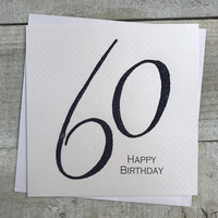 60th Birthday Card, Simply Words, Black (SWA60)