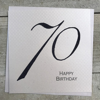70th Birthday Card, Simply Words, Black (SWA70)