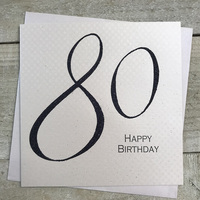 80th Birthday Card, Simply Words, Black (SWA80)