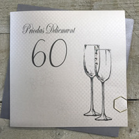 Priodas Ddiemwnt 60 Wine Glasses Welsh Anniversary Card  (WLL60-A)