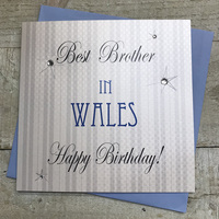 Best Brother in Wales Happy Birthday Handmade Town Card with Stars (SBT12PWALES)