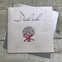 Diolch, Handmade Welsh Thank you Card (Bouquet) (W-WB17)