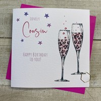COUSIN - LEOPARD PRINT FLUES BIRTHDAY CARD (S279)