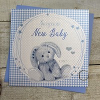 NEW BABY - BLUE GINGHAM BUNNY (B284)