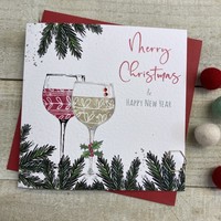 CHRISTMAS CARD - 2 WINE/GIN GLASSES (C22-9)