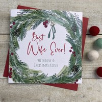 BEST WIFE EVER WREATH & MISTLETOE - CHRISTMAS CARD (C22-12)