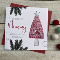 MUMMY RED TREE & 2 ROBINS  - CHRISTMAS CARD (C22-37)