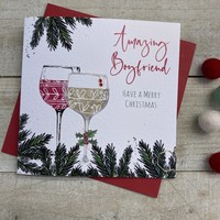 AMAZING BOFRIEND WINE/GIN GLASSEDS  - CHRISTMAS CARD (C22-59)