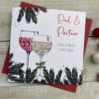 DAD & PARTNER - CHRISTMAS CARD WINE/GIN GLASSES (C22-54A)