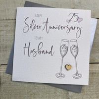 HUSBAND ANNIVERSARY FLUTES - SILVER 25TH (S110-H25)
