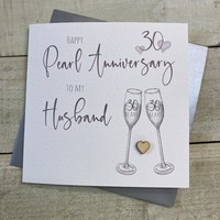 HUSBAND ANNIVERSARY FLUTES - 30TH PEARL (S110-H30)