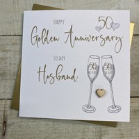 HUSBAND ANNIVERSARY FLUTES - 50TH GOLDEN (S110-H50)