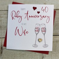 WIFE ANNIVERSARY FLUTES - 40TH RUBY (S110-W40)