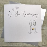 LARGE - YOUR ANNIVERSARY NEW FLUTES & WOODEN HEART (XS110-Y)